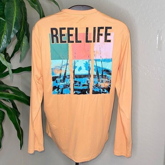 REEL LIFE Sun Defender Long Sleeve Tee in Apricot Size Small NEW - Picture 4 of 9